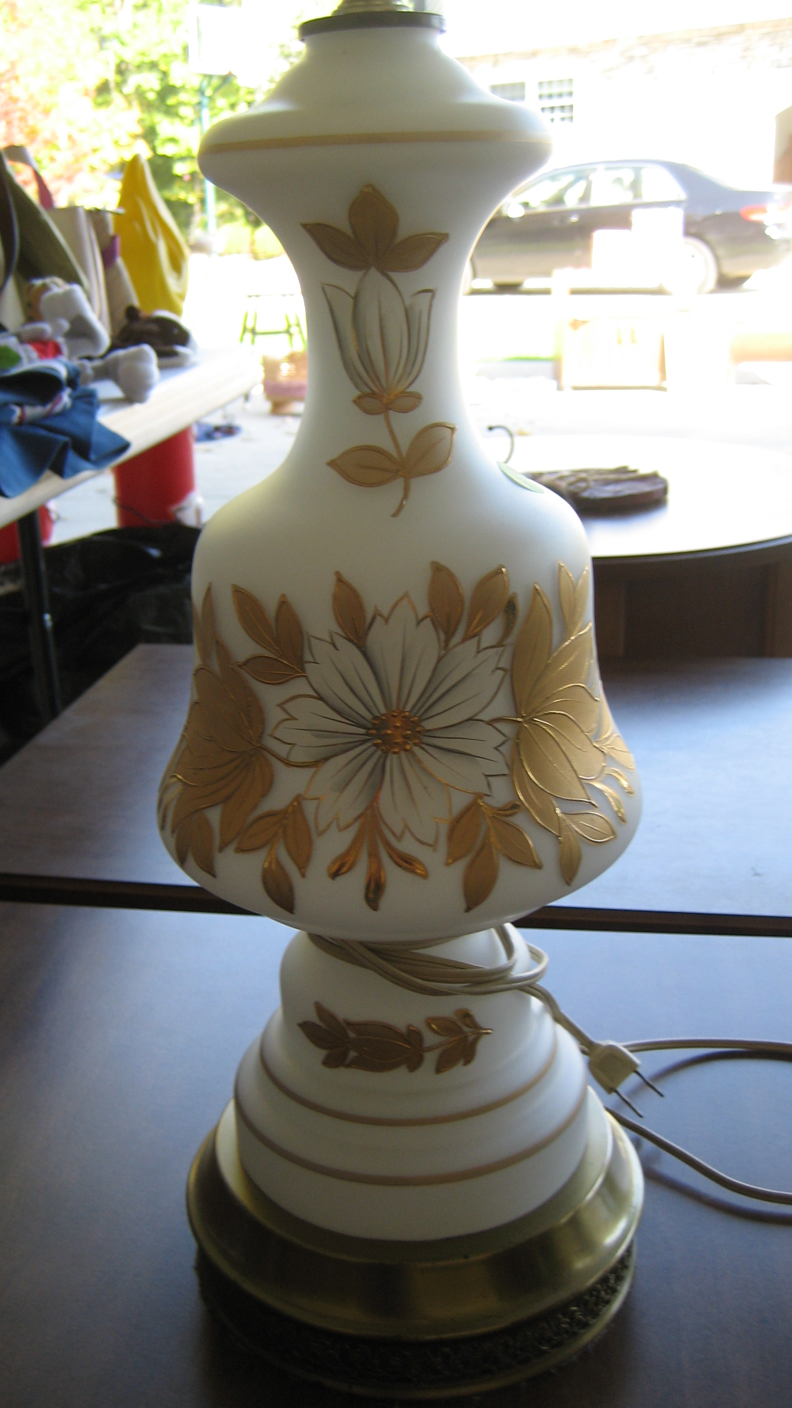 White china w/ gold leaf hand painted LAMP