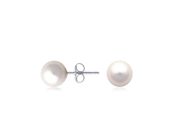 Iridescent High Luster 7mm pearl earrings white
