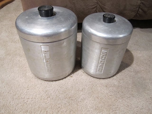 Vintage Spun Aluminum Flour and Sugar Containers