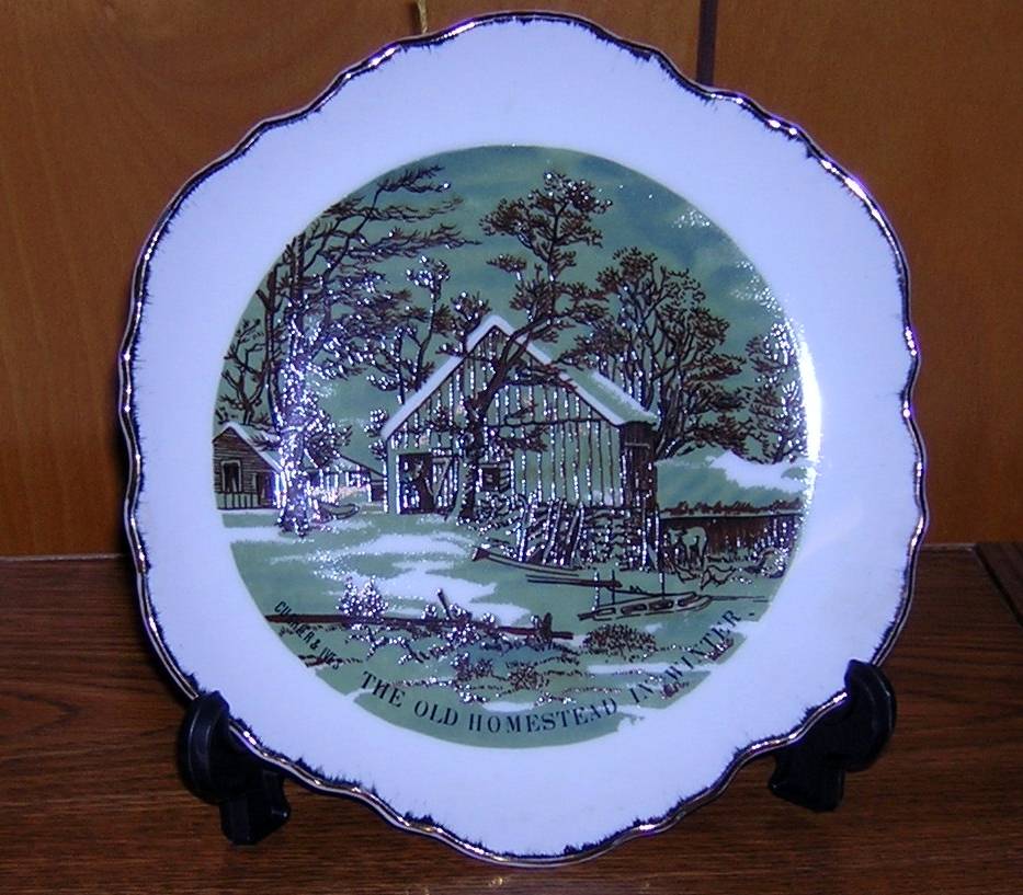 COLLECTIBLE CURRIER/IVES PLATE \"OLD HOMESTEAD IN WINTER\"