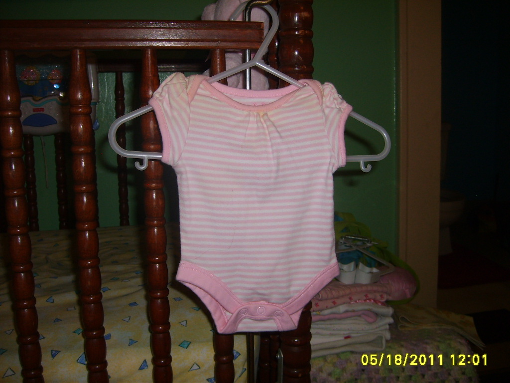 Preemie Pink and White Stripped Onesie