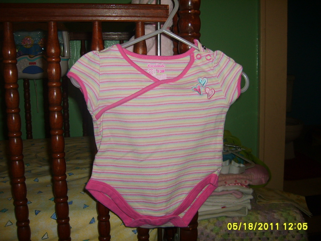 0-3 Month Onesie Stripped with Hearts