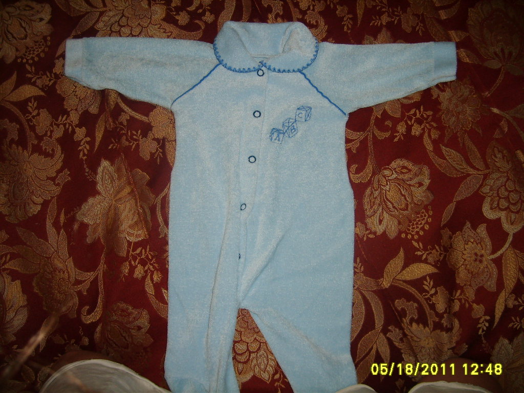 0-3 Months Sleeper Blue with ABC on it