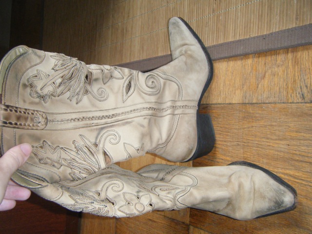 Beige Suede cowboy boots, size 8