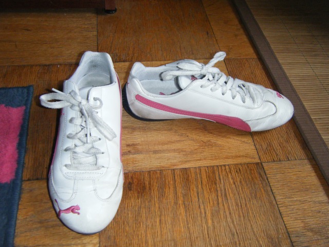 White/pink Puma sneakers