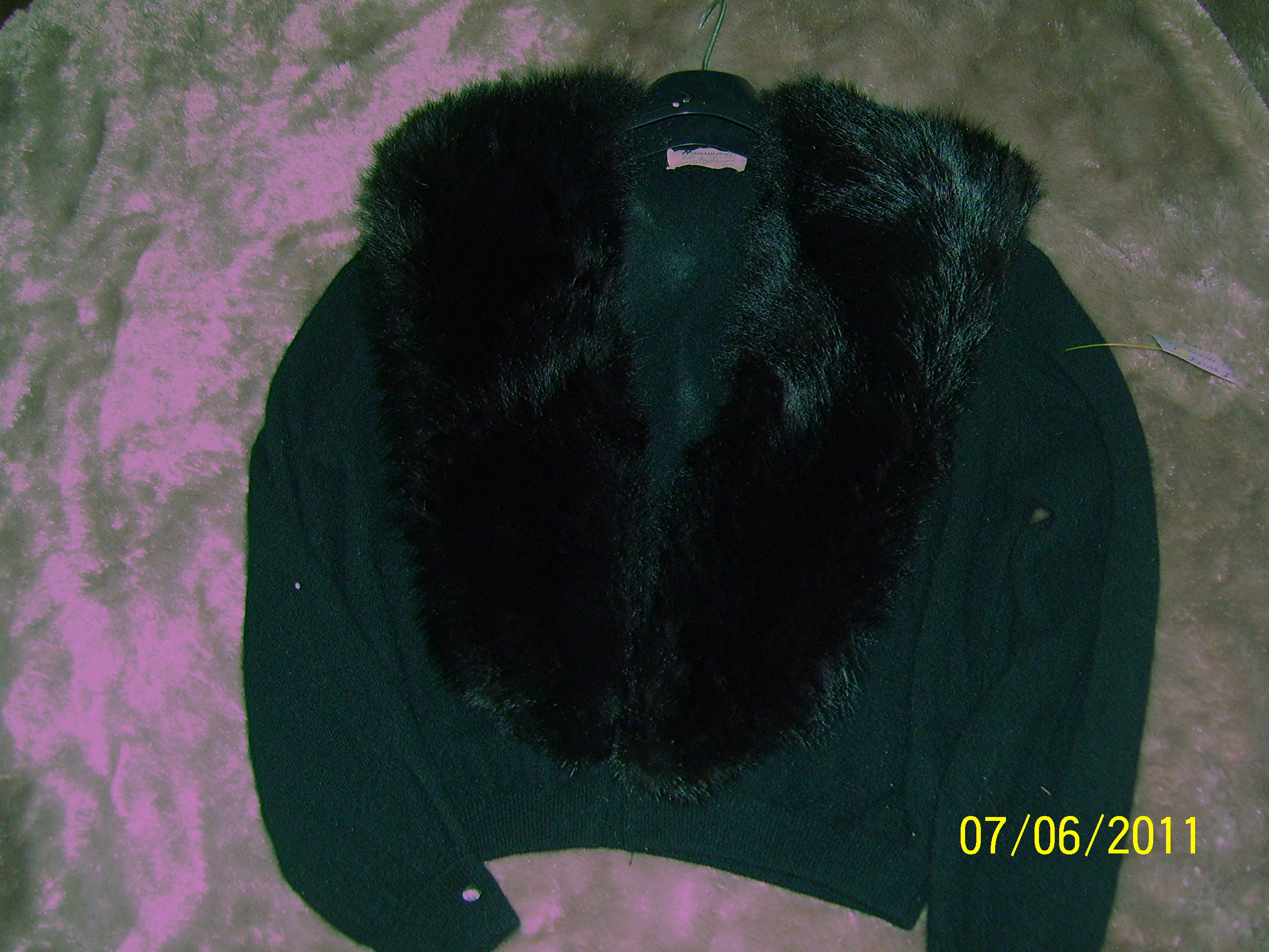 Blk Sweater with real fur collar