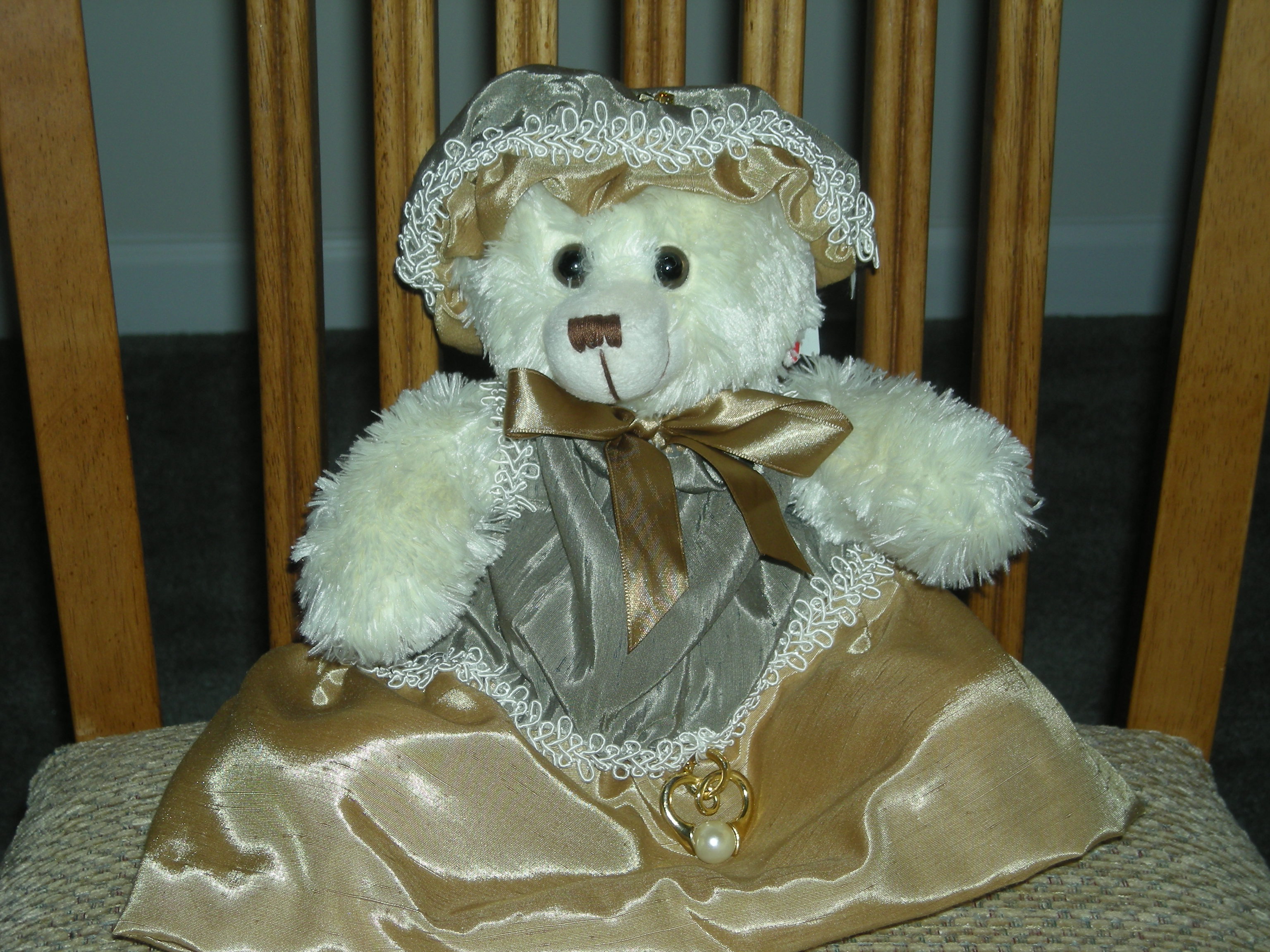 10\" Soft ,white, Beautifully Dressed Teddy Bear