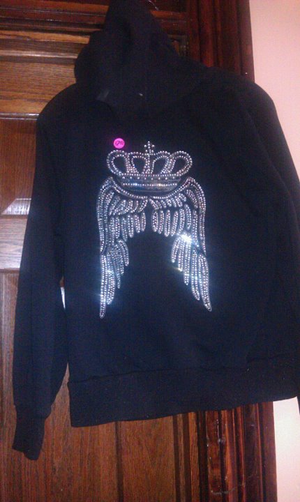 Black zip up jeweled angel wings (on front and back) 3X