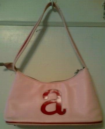 Purse-monogrammed \"a\" pink handbag