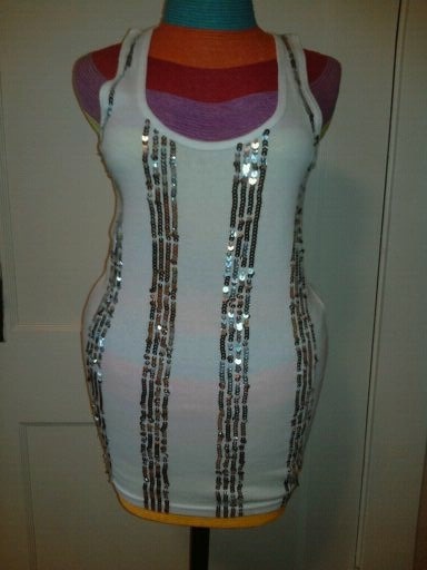 White tank with sequins- size Med