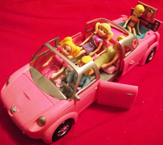 Polly Pocket Pink Extendable Limo w/5 Polly Pocket Dolls