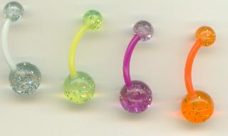 Glitter Flexible UV Belly Rings (4) with Free Shipping