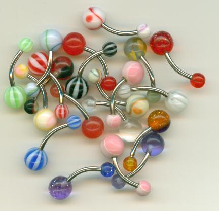 (20) Assorted UV Ball Belly Rings  with Free Shipping