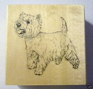 Wooden Rubber Dog Stamp \"WEST HIGHLAND TERRIER\" Free Shipping