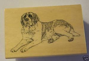 Wooden Rubber Dog Stamp \" SAINT BERNARD \" Free Shipping
