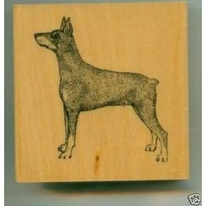 Wooden Rubber Dog Stamp \"DOBERMAN PINSCHER \" Free Shipping