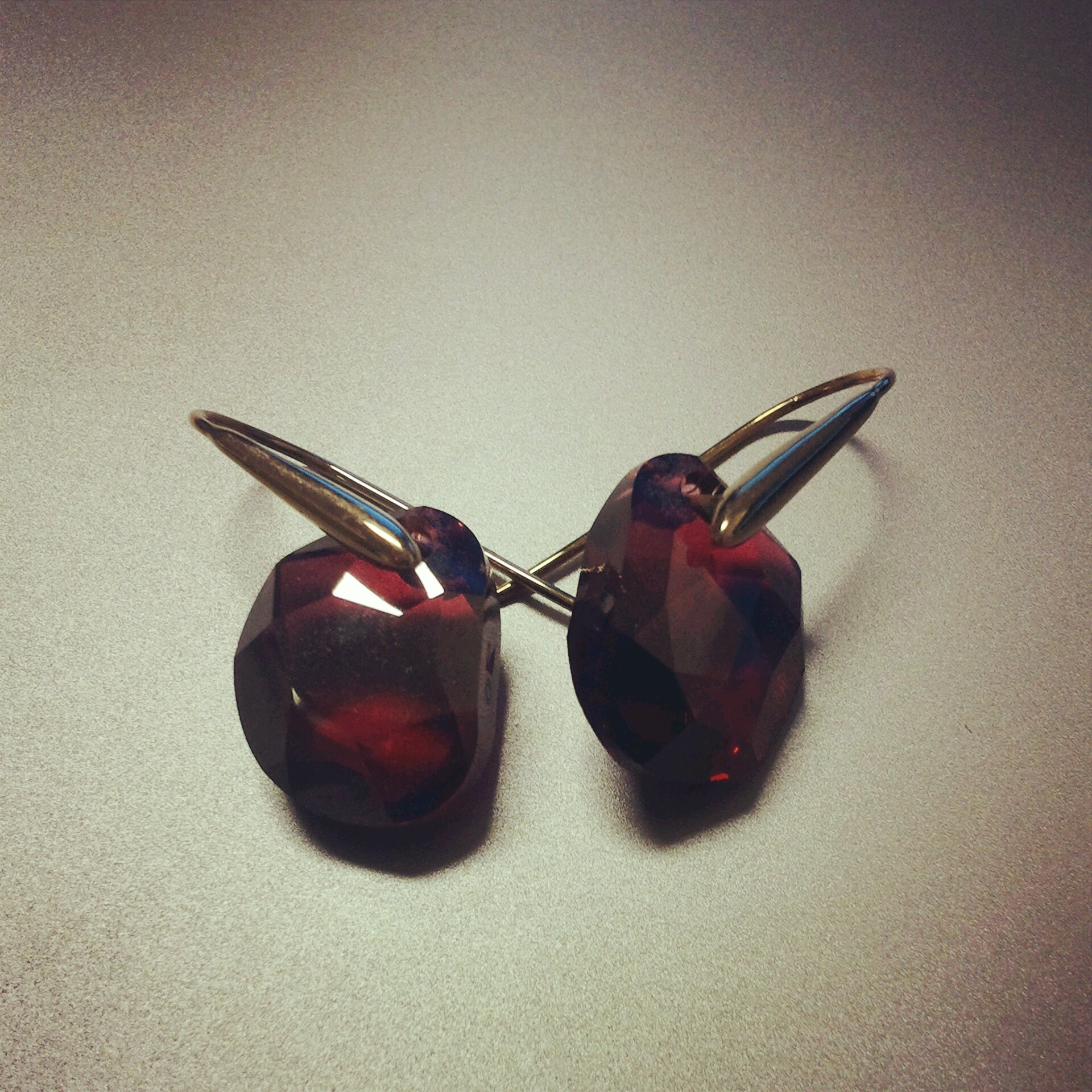 swarovski red stone earrings