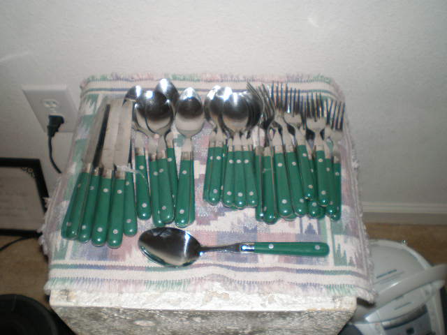 Green Handle Flatware made in Thailand