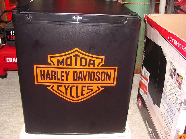 Small Refridgerator with Harley Decal