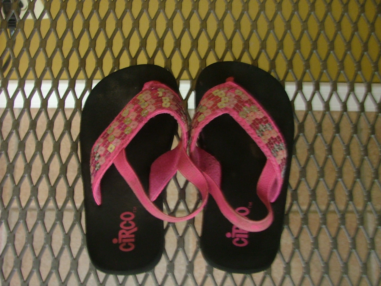 Pink Sparkle Girl Flip Flops size 5/6