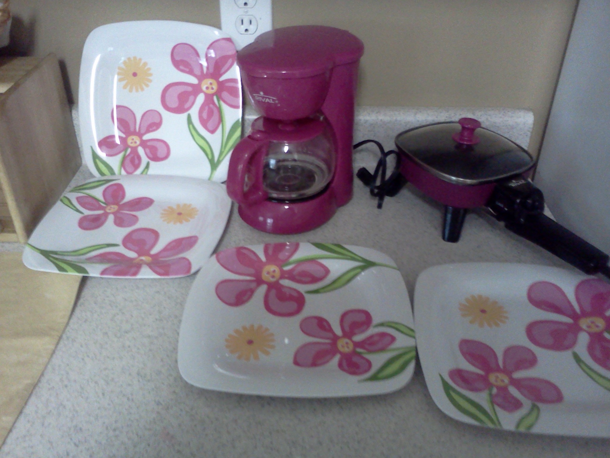 Pink Coffee Pot & Plates