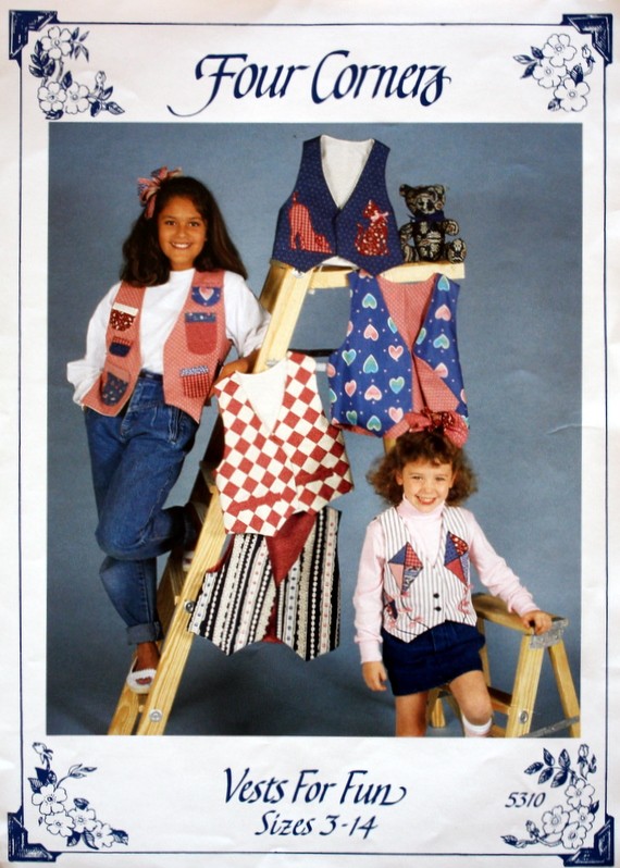 Four Corners Vests For Fun Sewing Pattern Sizes 3-14 Kids