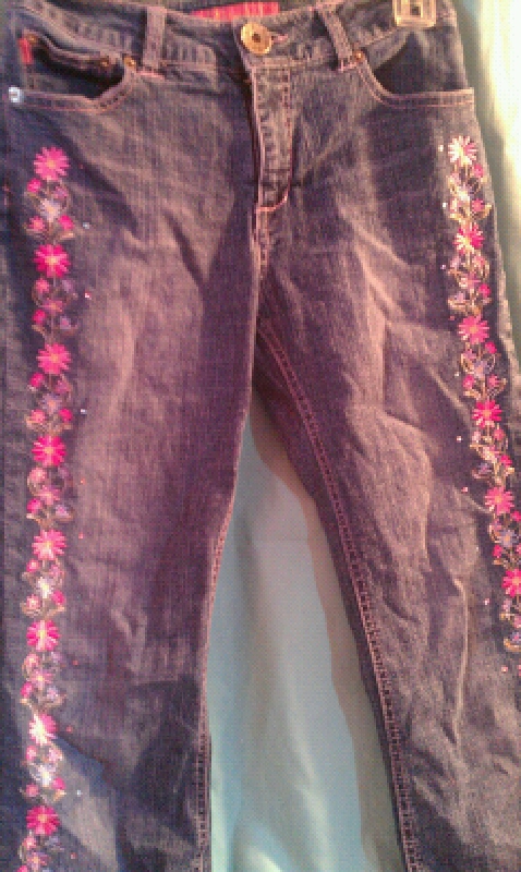 Flower Legged jeans, girls/womens