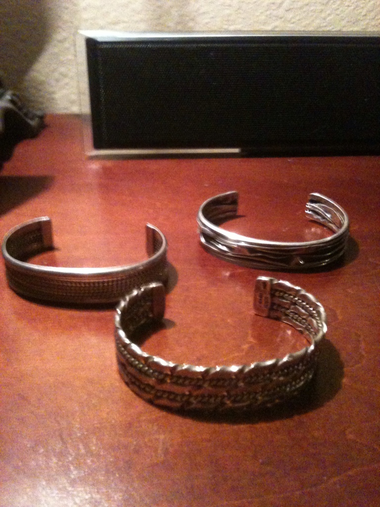 3 silver cuff bracelets