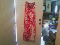 Red & White Hawaiian Print Prom Dress