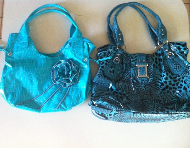 2 Tuquoise and Turquoise and Black Purses