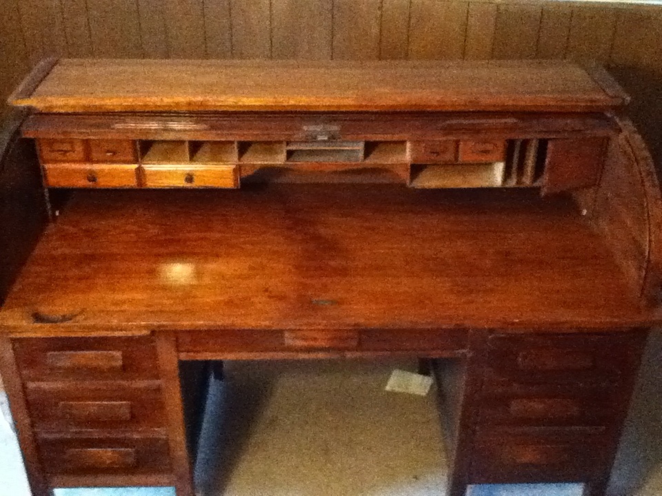 Antique Wood Roll Top Desk