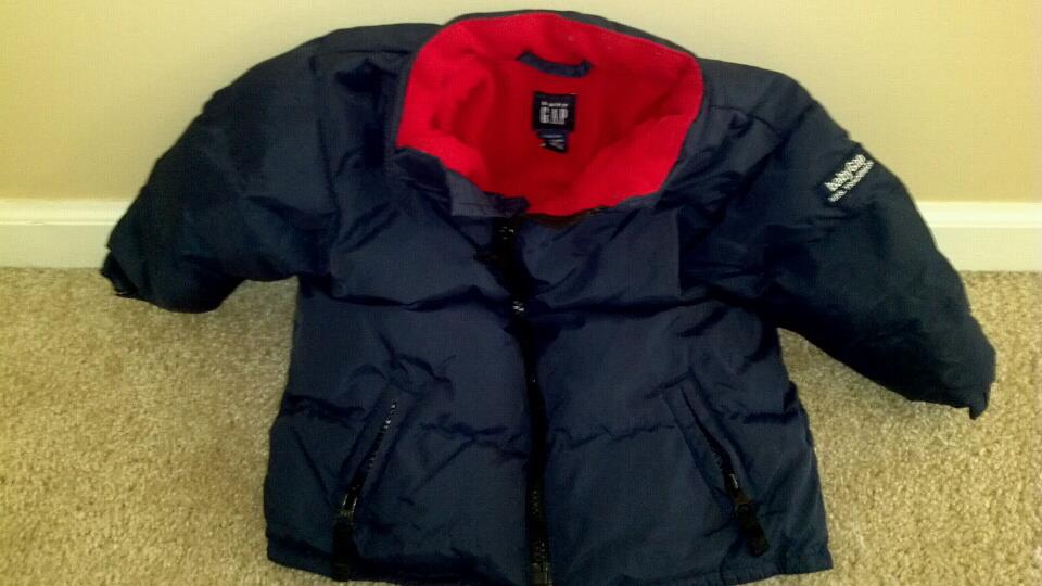 Baby Gap navy blue coat lined with red fleece 12 -18 months
