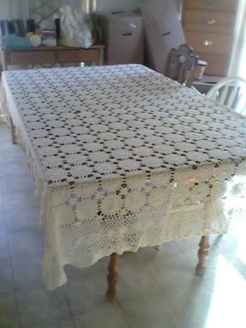 2 cotton crochet tablecloths