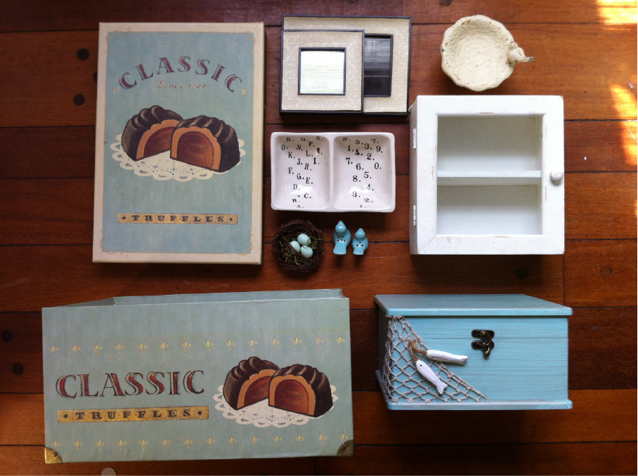 Shabby Chic Home Lot 2 - truffle box, Anthropologie dish, boxes