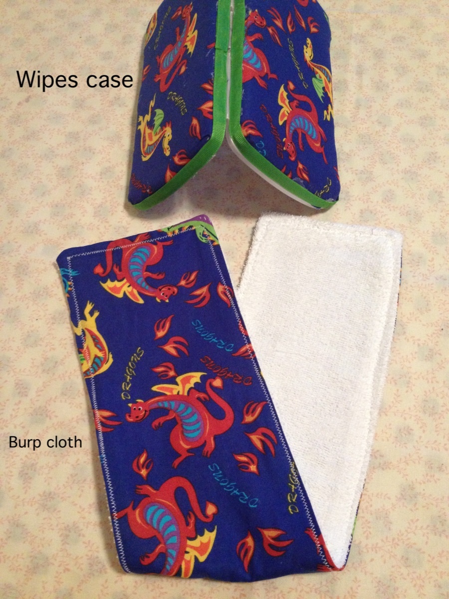 Burp cloth with matching wipes case