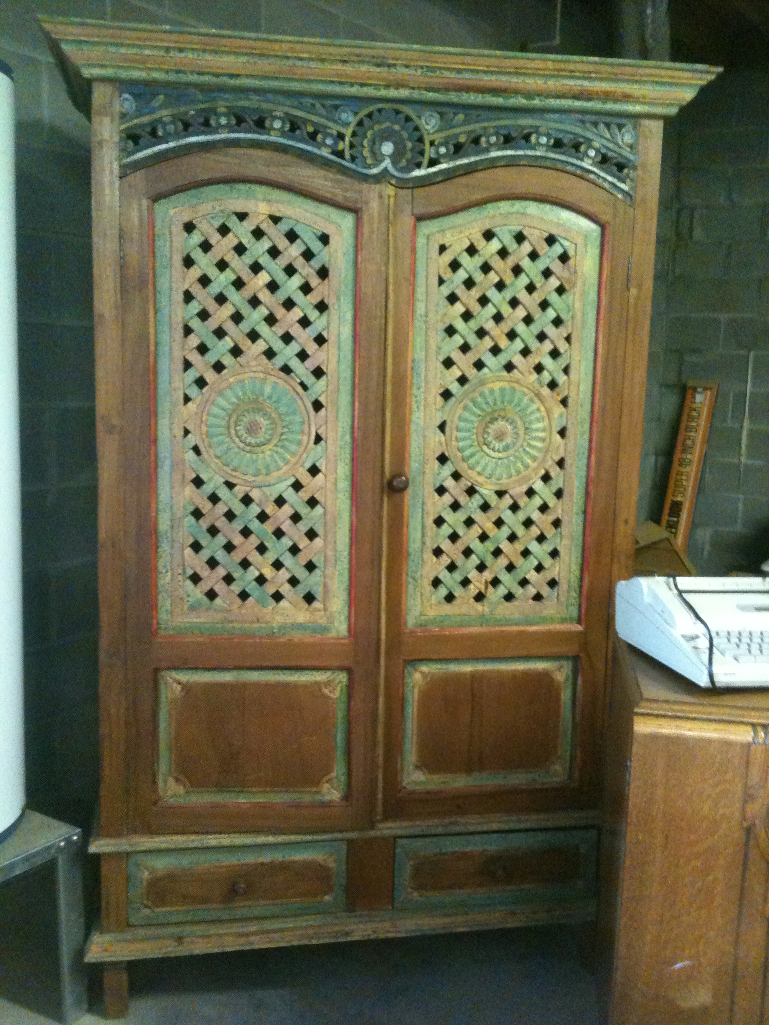 hand carved antique armoire