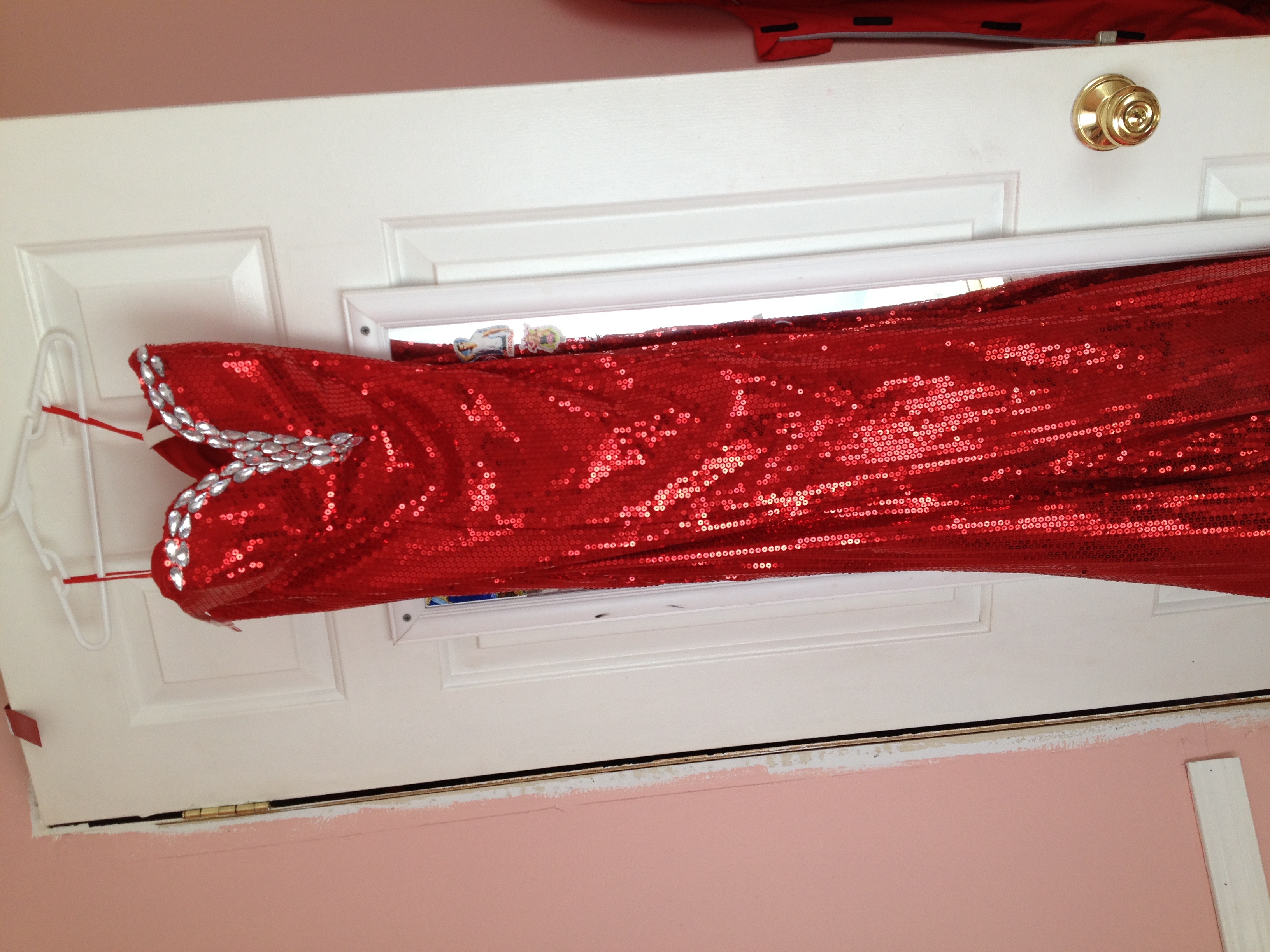 Red sequence prom dress