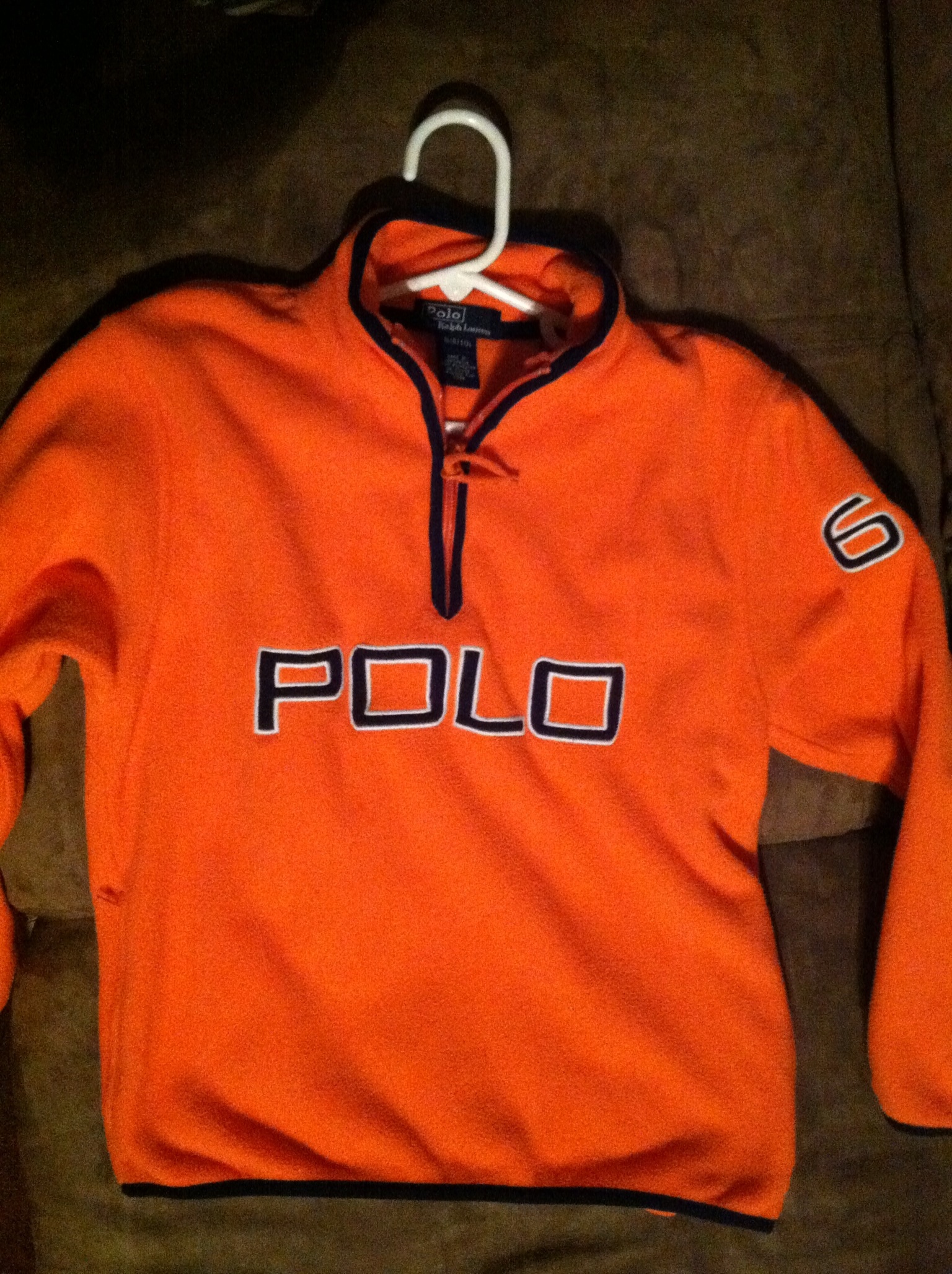 Polo Ralph Lauren fleece, bright orange/navy size 8/10