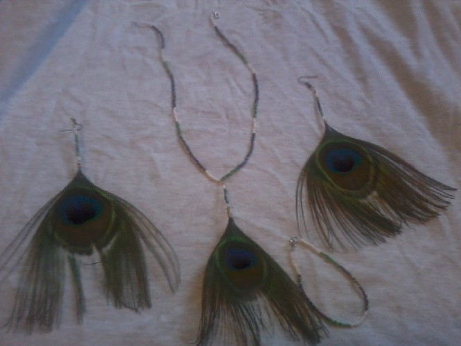 Peacock ear ring set