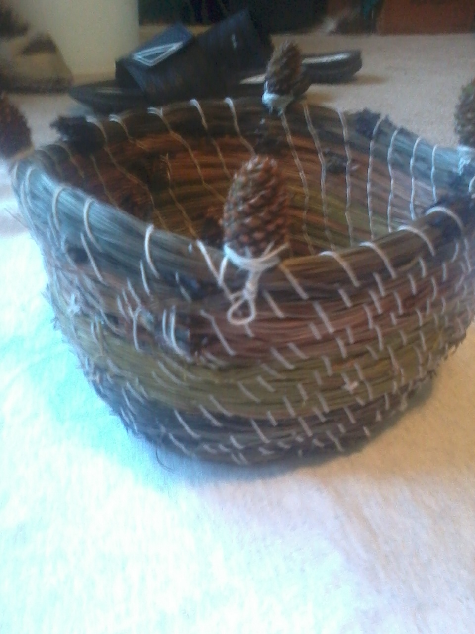 Pine cone and needle basket