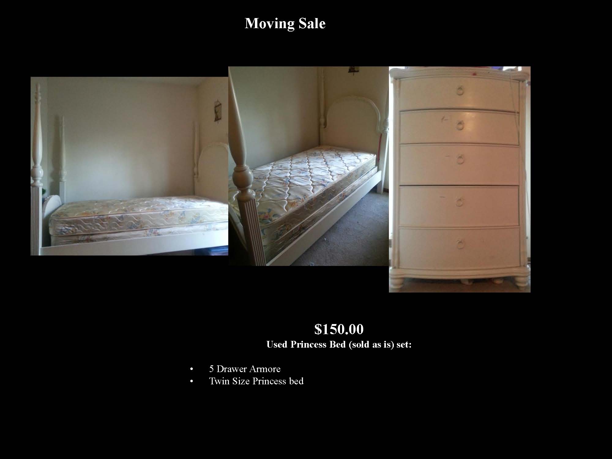 Used Princess Bed (sold as is) set: