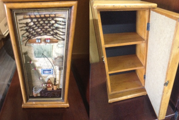FISHERMAN\'S SHADOW BOX CABINET WITH 3 SHELVES INSIDE