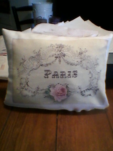 Pretty Pink Paris Shabby Style 9x7\" accent pillow--handmade