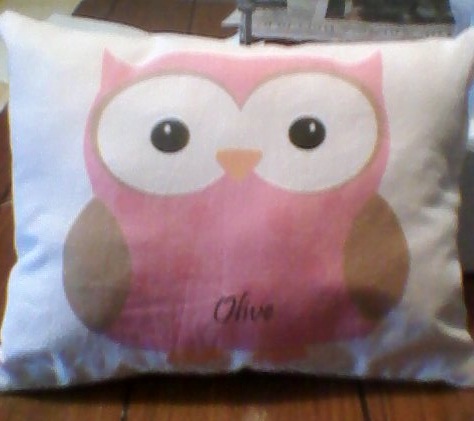 Personalized baby Girl Owl 9x7 accent pillow
