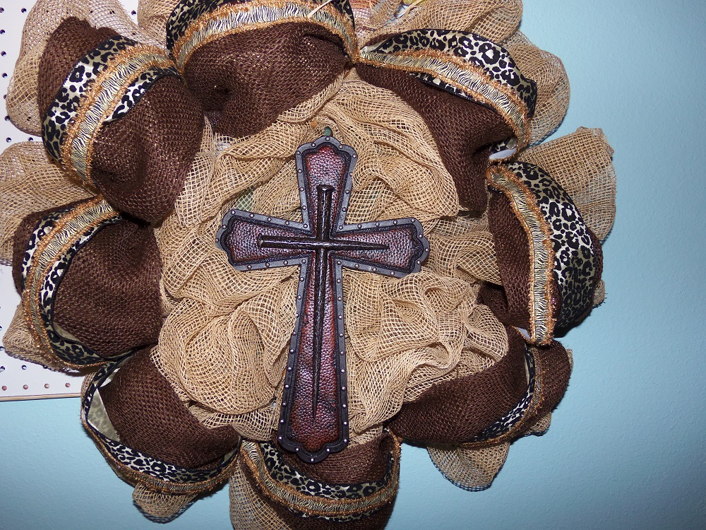 The Cross and the Nails on burlap with variou