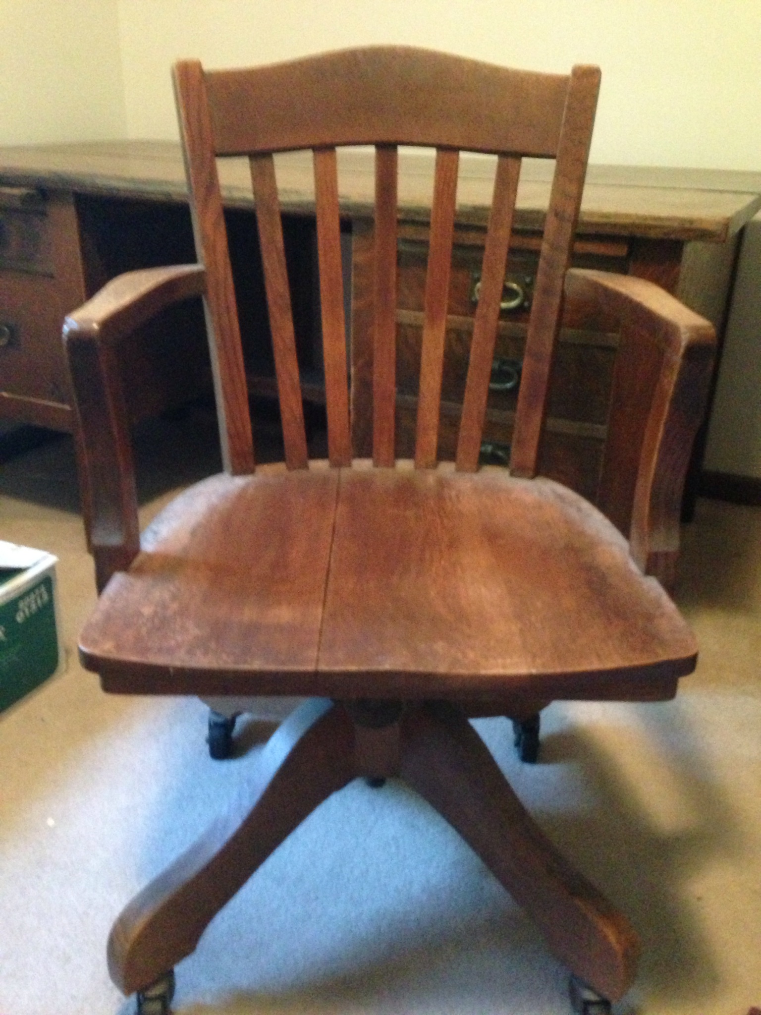Vintage wood swivel desk chair - Danny Freeman\'s