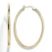 14k Gold Plated Oval Hoop Earrings
