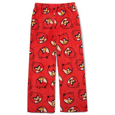 ANGRY BIRDS Boys Red Super-Soft Fleece Lounge Pants Pajamas