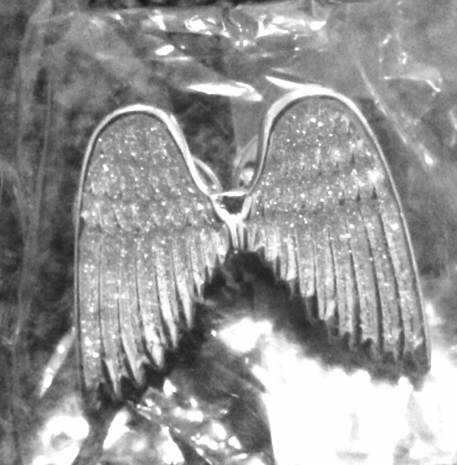 Silver Glitter Angel Wing Pin