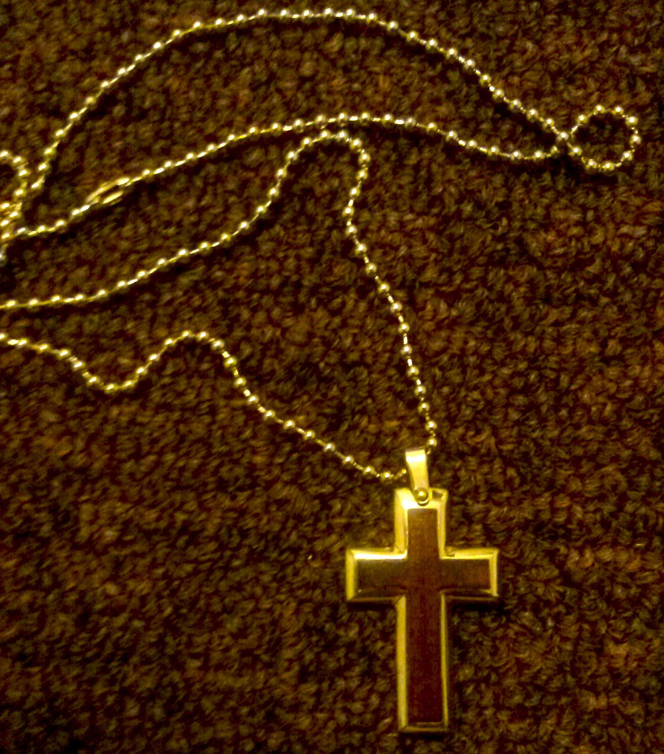 Steel and Wood Cross Necklace